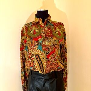 Paisley Fall colors shirt by Ralph Lauren, sz xs